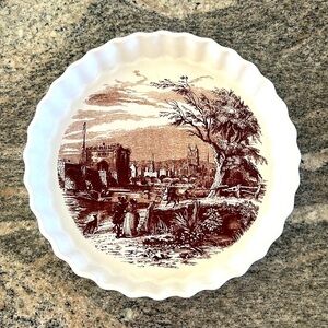 Vintage English Brown Transferware Pie Pan